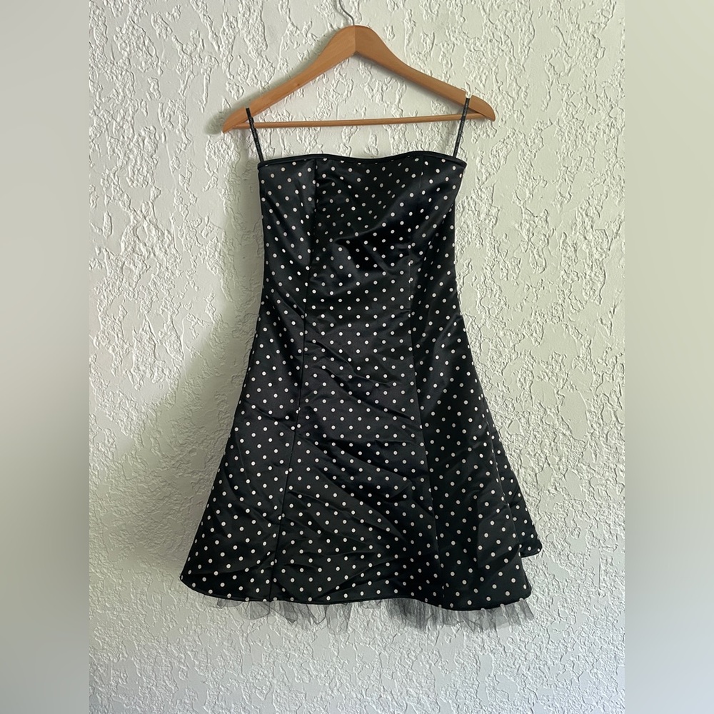 Jessica McClintock for Gunne Sax Rare Vintage 90s Polka Dot Strapless Dress 7/8